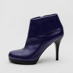 مملوكة مسبقًا Balenciaga Purple Leather Platform Ankle Boots Size 37