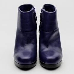 مملوكة مسبقًا Balenciaga Purple Leather Platform Ankle Boots Size 37