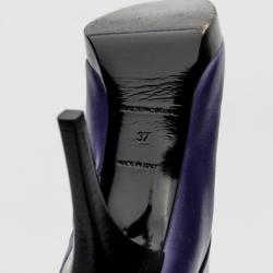 مملوكة مسبقًا Balenciaga Purple Leather Platform Ankle Boots Size 37