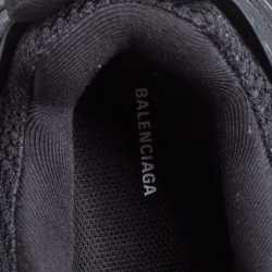 Pre Owned Balenciaga Black Leather And Mesh Track Lace Up Sneakers Size 45