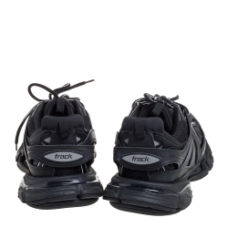 Pre Owned Balenciaga Black Leather And Mesh Track Lace Up Sneakers Size 45