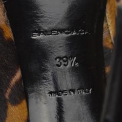 Pre Owned Balenciaga Leopard Printed Pony Hair Ankle Boots Size 39.5