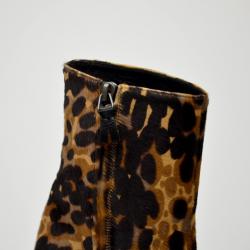 Pre Owned Balenciaga Leopard Printed Pony Hair Ankle Boots Size 39.5