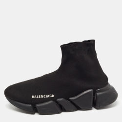 Balenciaga Black Knit Speed Trainer Sneakers Size 38 | TLC