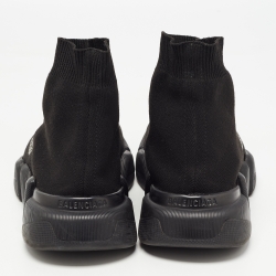 Pre Owned Balenciaga Black Knit Fabric Speed Trainer Sneakers Size 38