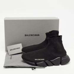 Pre Owned Balenciaga Black Knit Fabric Speed Trainer Sneakers Size 38