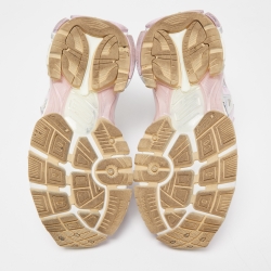 Pre Owned Balenciaga White/Pink Fabric and Leather Runner Sneakers Size 40  