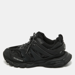 Balenciaga Black Fabric and Faux Leather Track Sneakers Size 44