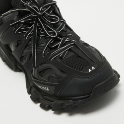 Balenciaga Black Fabric and Faux Leather Track Sneakers Size 44