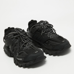Balenciaga Black Fabric and Faux Leather Track Sneakers Size 44