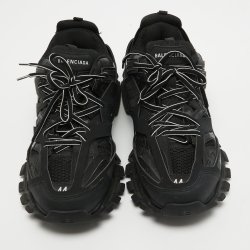 Balenciaga Black Fabric and Faux Leather Track Sneakers Size 44