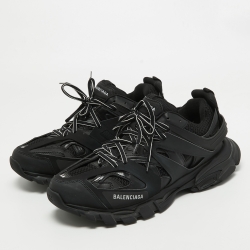 Balenciaga Black Fabric and Faux Leather Track Sneakers Size 44