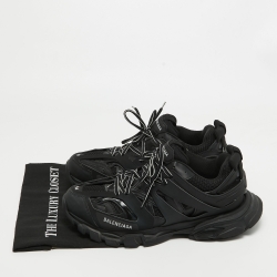Balenciaga Black Fabric and Faux Leather Track Sneakers Size 44