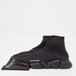 Balenciaga Black Knit Fabric Speed Trainer Sneakers Size 46