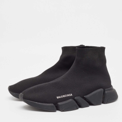 Balenciaga Black Knit Fabric Speed Trainer Sneakers Size 46