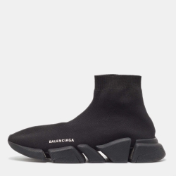 Balenciaga Black Knit Fabric Speed Trainer Sneakers Size 46