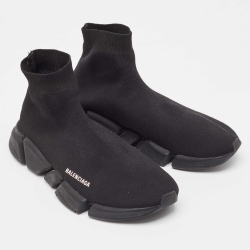 Balenciaga Black Knit Fabric Speed Trainer Sneakers Size 46