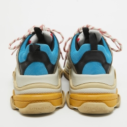 Pre Owned Balenciaga Multicolor Mesh  and Faux Leather Triple S Sneakers Size 41