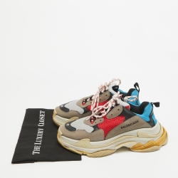Pre Owned Balenciaga Multicolor Mesh  and Faux Leather Triple S Sneakers Size 41