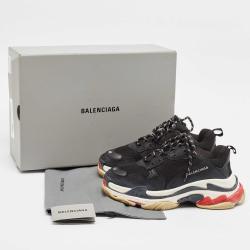 Pre Owned Balenciaga Black Nubuck and Mesh Triple S Sneakers Size 43  