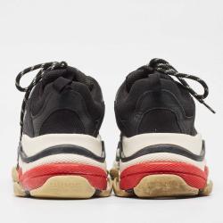 Pre Owned Balenciaga Black Nubuck and Mesh Triple S Sneakers Size 43  