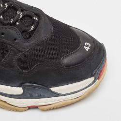 Pre Owned Balenciaga Black Nubuck and Mesh Triple S Sneakers Size 43  