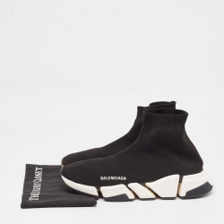 Pre Owned Balenciaga Black Knit Fabric Speed Trainer Sneakers Size 44