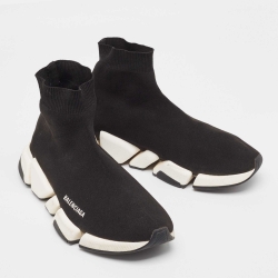 Pre Owned Balenciaga Black Knit Fabric Speed Trainer Sneakers Size 44
