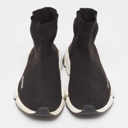Pre Owned Balenciaga Black Knit Fabric Speed Trainer Sneakers Size 44