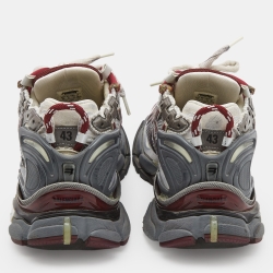 Pre Owned Balenciaga Grey/Burgundy Mesh And Faux Leather Runner Sneakers Size 43