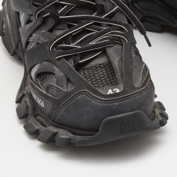 Pre Owned Balenciaga Black Mesh and Faux Leather Track Sneakers Size 43