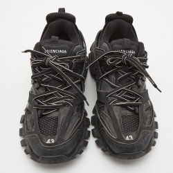 Pre Owned Balenciaga Black Mesh and Faux Leather Track Sneakers Size 43