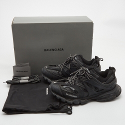 Pre Owned Balenciaga Black Mesh and Faux Leather Track Sneakers Size 43