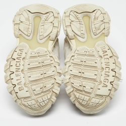 Pre Owned Balenciaga White Faux Leather and Mesh Track Sneakers Size 41