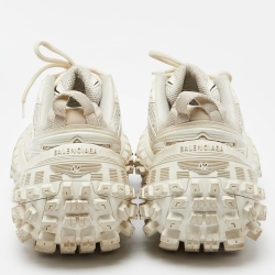 Pre Owned Balenciaga Cream Mesh and Faux Leather Bouncer Sneakers Size 42