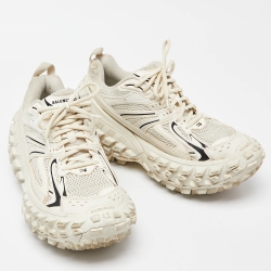 Pre Owned Balenciaga Cream Mesh and Faux Leather Bouncer Sneakers Size 42