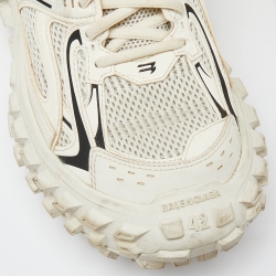 Pre Owned Balenciaga Cream Mesh and Faux Leather Bouncer Sneakers Size 42