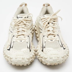 Pre Owned Balenciaga Cream Mesh and Faux Leather Bouncer Sneakers Size 42