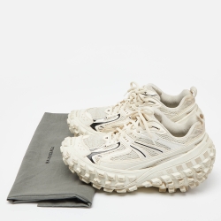 Pre Owned Balenciaga Cream Mesh and Faux Leather Bouncer Sneakers Size 42