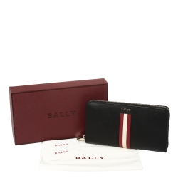 Bally Black Leather Salen Zip Around Wallet