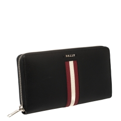 Bally Black Leather Salen Zip Around Wallet