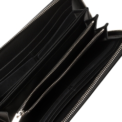 Bally Black Leather Salen Zip Around Wallet