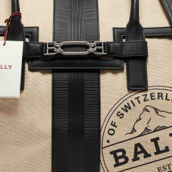 Pre Owned Bally Black/Natural Canvas and Leather Vesper Travel Tote