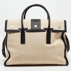 Pre Owned Bally Black/Natural Canvas and Leather Vesper Travel Tote