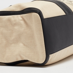 Pre Owned Bally Black/Natural Canvas and Leather Vesper Travel Tote