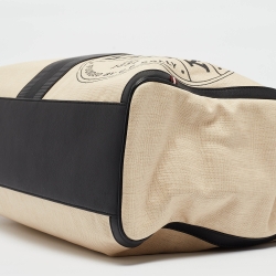 Pre Owned Bally Black/Natural Canvas and Leather Vesper Travel Tote
