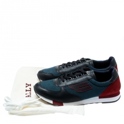 Pre Owned Bally Tricolor Fabric And Leather Lace Up Sneakers Size 43