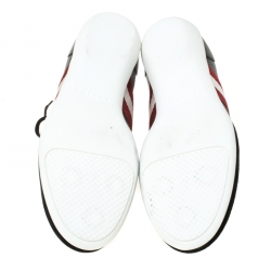 Pre Owned Bally Tricolor Perforated Leather And Suede Harlam Sneakers Size 40