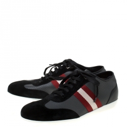 Pre Owned Bally Tricolor Perforated Leather And Suede Harlam Sneakers Size 40