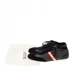 Pre Owned Bally Tricolor Perforated Leather And Suede Harlam Sneakers Size 40